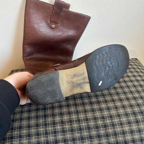 Vintage Nine West Leather Tall Riding Boots Brown Buckle Detail Women's Size 8M - Picture 4 of 9